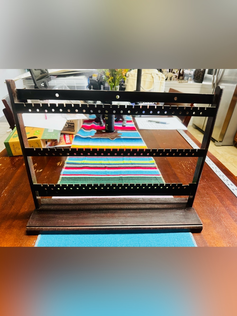 Vintage wooden earring holder shelf or wall mount